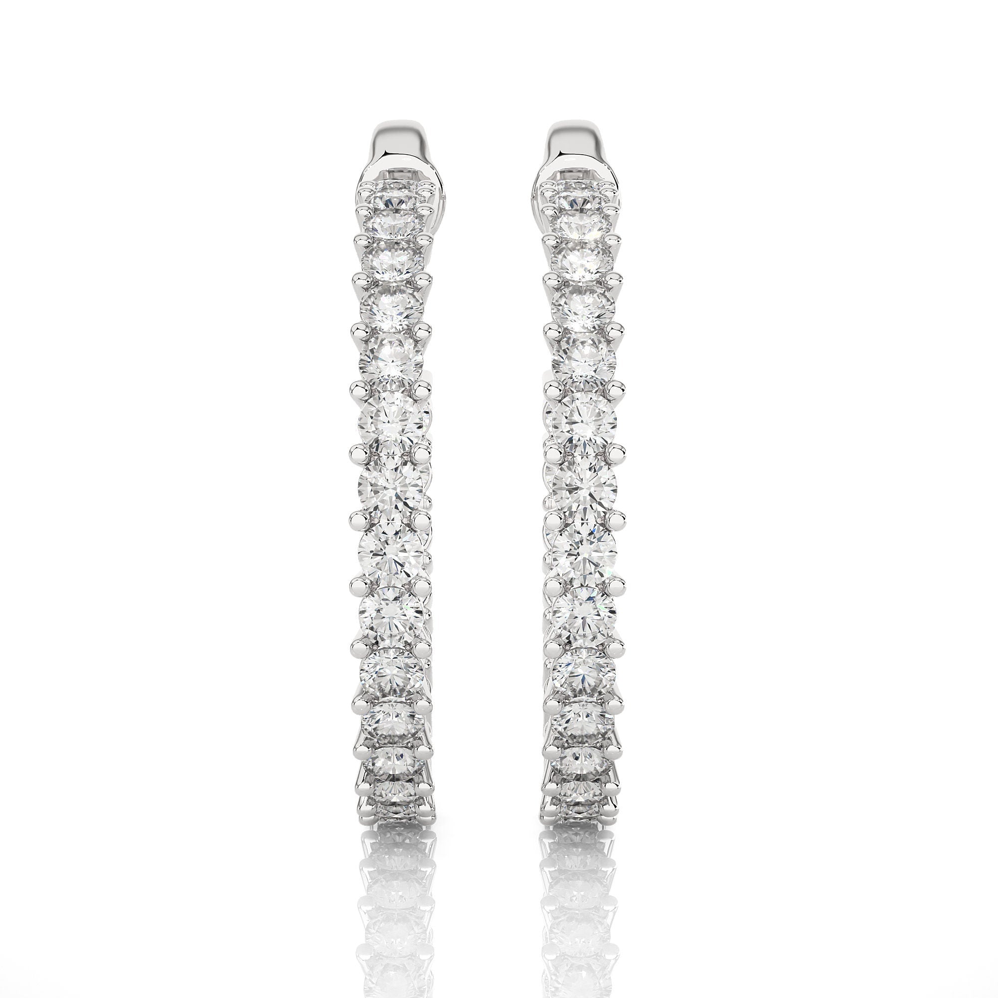 14K Gold Round EF VS/SI Lab-Grown Diamond Half Hoop Earrings Minimalist Prong Setting Design with Ethically Sourced Sparkle.